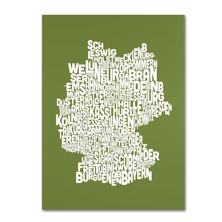 Michael Tompsett 'OLIVE-Germany Regions Map' Canvas Art,16x24
